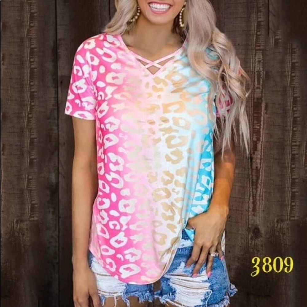 New Rainbow 🌈 Leopard Soft Short Sleeve Shirt
